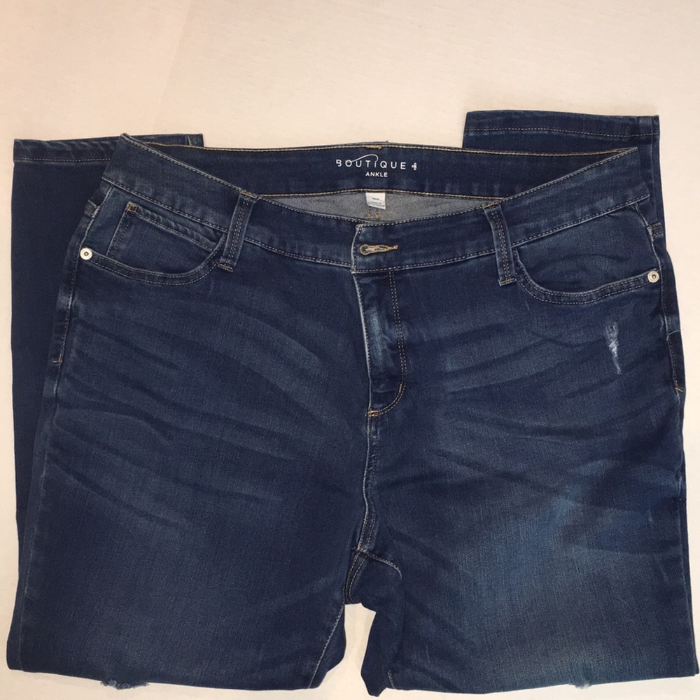 Boutique+ Ankle Skinny Jeans Distressed Stretch Dark Wash | Size 16W